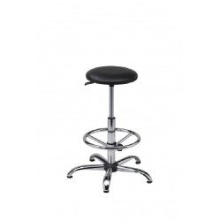 Taboret tapicerowany z podnóżkiem chrom - TTS01-C3