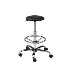 Taboret tapicerowany z podnóżkiem chrom - TTS01-C3