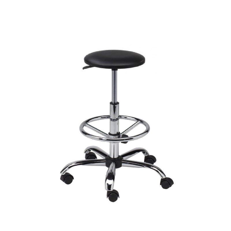 Taboret tapicerowany z podnóżkiem chrom - TTS01-C3