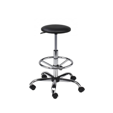 Taboret tapicerowany z podnóżkiem chrom - TTS01-C3