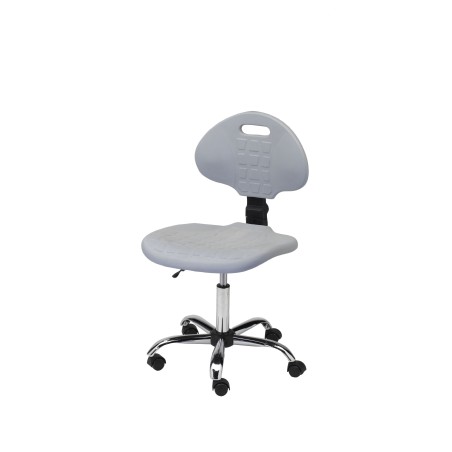 Krzesło obrotowe poliuretan popiel chrom Axio KPU01-C1 kółka