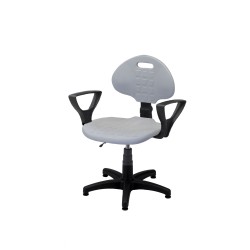 Krzesło obrotowe poliuretan popiel podłokietniki Axio KPU01p-A1 stopki
