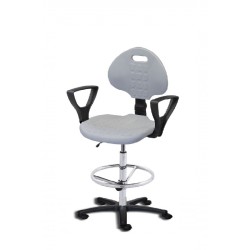 Krzesło obrotowe poliuretan popiel podłokietniki wysokie podnóżek Axio KPU01p-A3 kółka