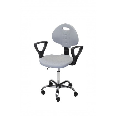 Krzesło obrotowe poliuretan popiel podłokietniki chrom Axio Kpu01p-C1 kółka