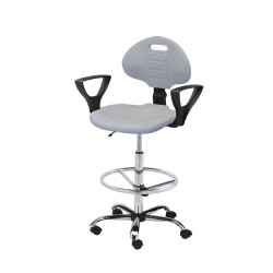 Krzesło obrotowe poliuretan popiel podłokietniki wysokie podnóżek chrom Axio KPU01p-C3 kółka