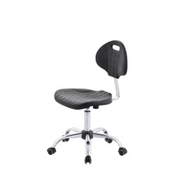 Krzesło obrotowe poliuretan czarne wspornik chrom Axio Kpu01w-C1 kółka