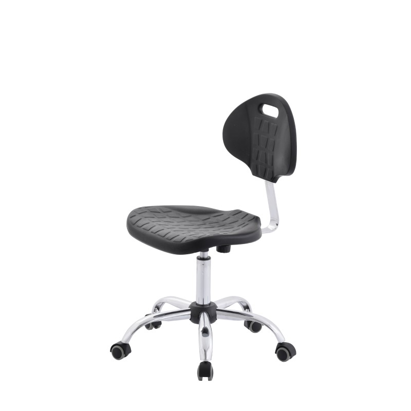 Krzesło obrotowe poliuretan czarne wspornik chrom Axio Kpu01w-C1 kółka