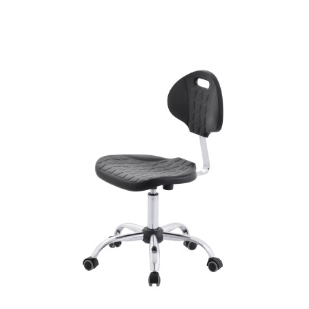 Krzesło obrotowe poliuretan czarne wspornik chrom Axio Kpu01w-C1 kółka