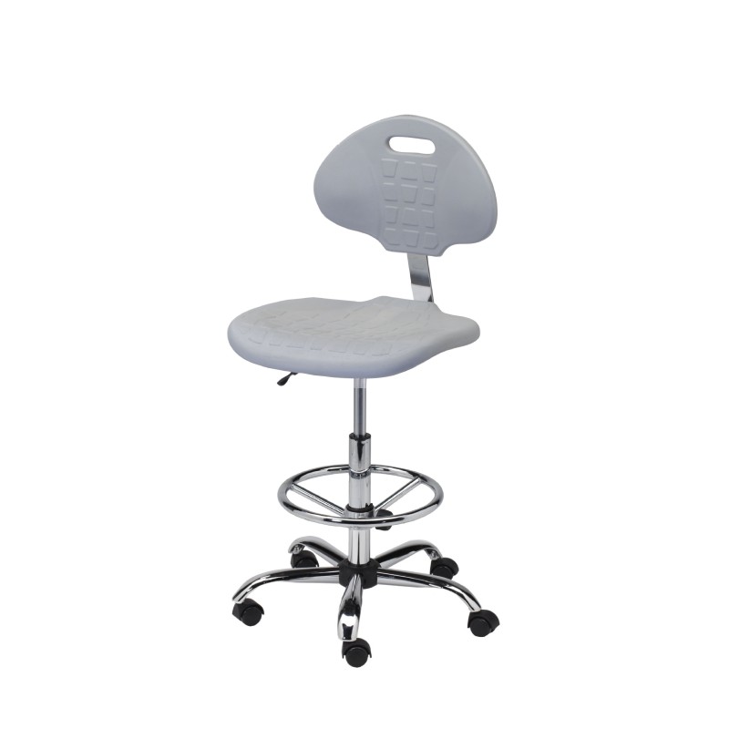 Krzesło obrotowe poliuretan popiel wysokie wspornik podnóżek chrom Axio Kpu01w-C3 kółka
