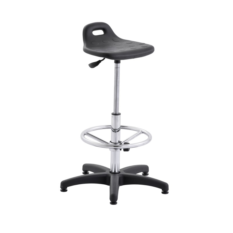 Hoker obrotowy poliuretan czarny wysoki podnóżek Axio SPU03-A3 stopki