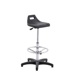 Hoker obrotowy poliuretan czarny wysoki podnóżek Axio SPU04-A3 stopki