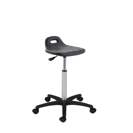 Hoker obrotowy poliuretan czarny wysoki Axio SPU03-A4 kółka