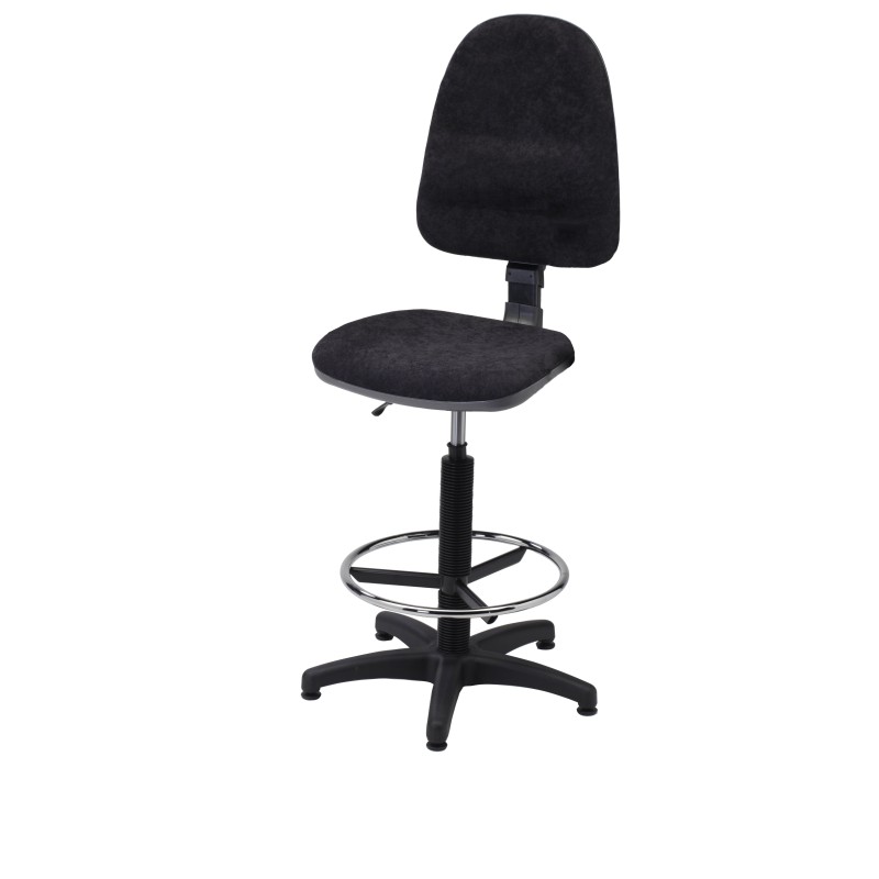 Krzesło obrotowe tapicerowane tkaniną czarne wysokie podnóżek Axio KTT01-A2 stopki