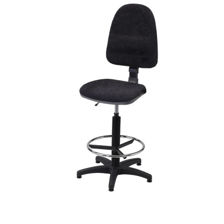 Krzesło obrotowe tapicerowane tkaniną czarne wysokie podnóżek Axio KTT01-A2 stopki