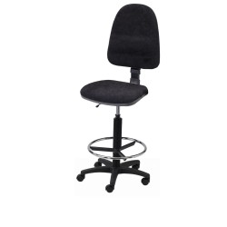Krzesło obrotowe tapicerowane tkaniną czarne wysokie podnóżek Axio KTT01-A2 kółka