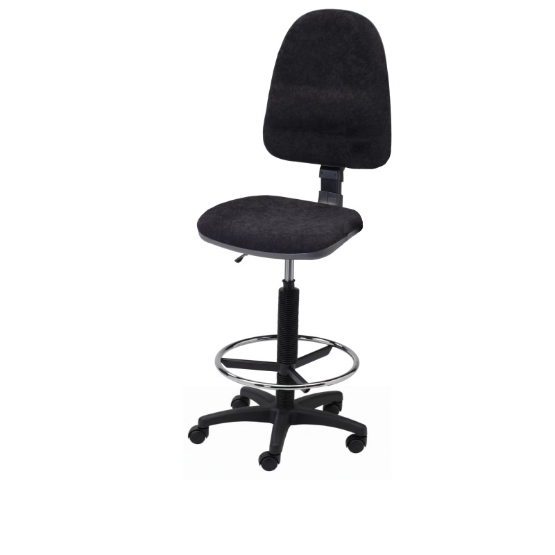 Krzesło obrotowe tapicerowane tkaniną czarne wysokie podnóżek Axio KTT01-A2 kółka