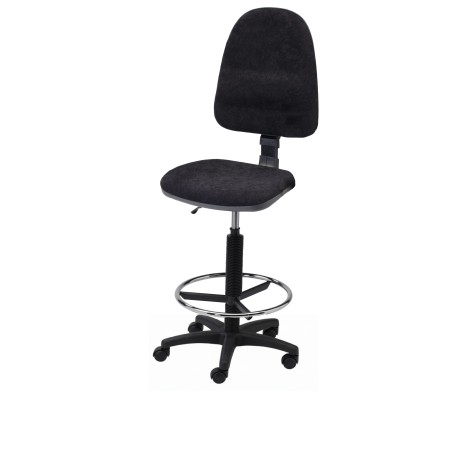Krzesło obrotowe tapicerowane tkaniną czarne wysokie podnóżek Axio KTT01-A2 kółka