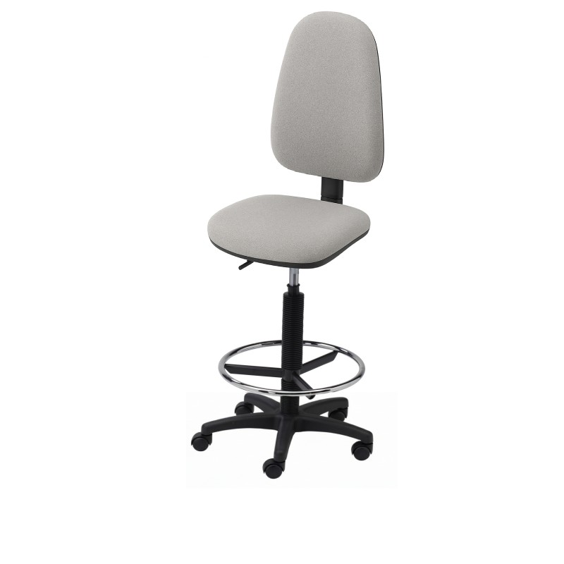 Krzesło obrotowe tapicerowane tkaniną szare wysokie podnóżek Axio KTT01-A2 kółka