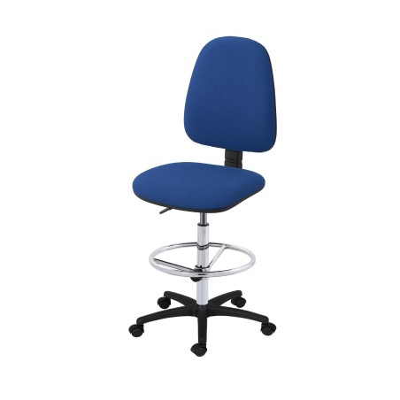 Krzesło tapicerowane tkanina niebieskie wysokie podnóżek Axio KTT01-A3 kółka
