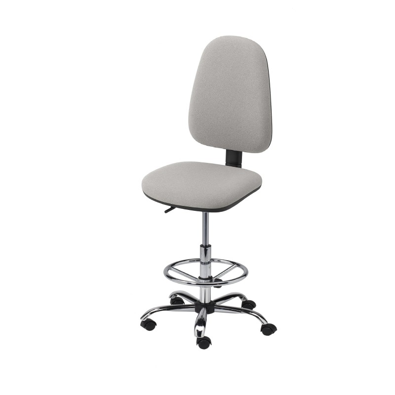 Krzesło obrotowe tapicerowane tkanina szare wysokie podnóżek chrom Axio KTT01-C3 kółka
