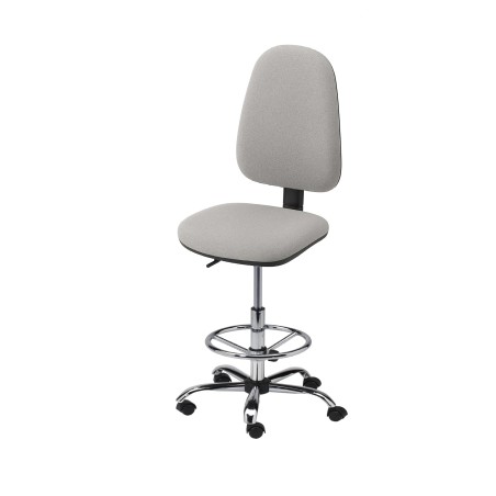 Krzesło obrotowe tapicerowane tkanina szare wysokie podnóżek chrom Axio KTT01-C3 kółka