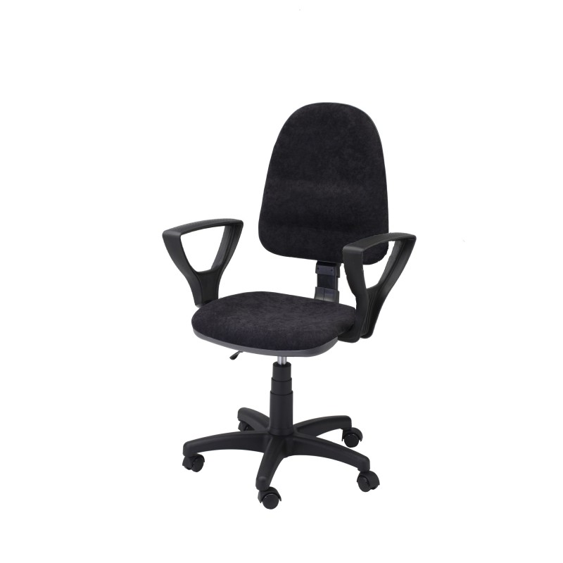 Krzesło obrotowe tapicerowane tkanina czarne podłokietniki Axio KTT01p-A1 kółka