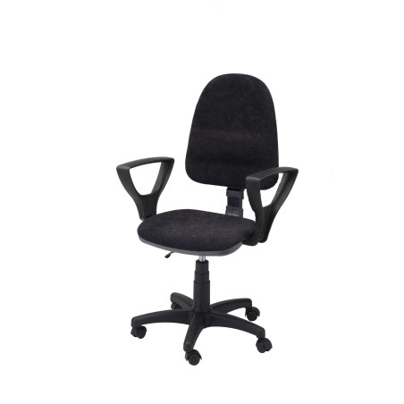 Krzesło obrotowe tapicerowane tkanina czarne podłokietniki Axio KTT01p-A1 kółka