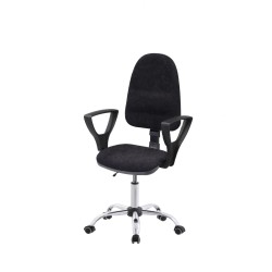Krzesło obrotowe tapicerowane tkanina czarne podłokietniki chrom Axio KTT01p-C1 kółka