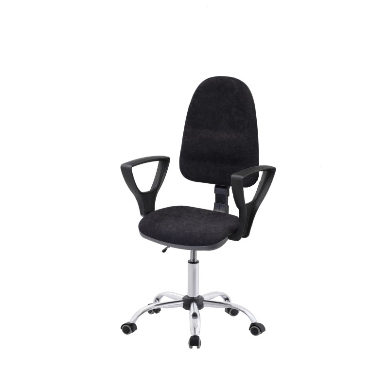 Krzesło obrotowe tapicerowane tkanina czarne podłokietniki chrom Axio KTT01p-C1 kółka