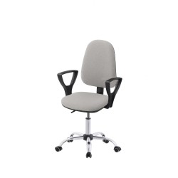 Krzesło obrotowe tapicerowane tkanina szare podłokietniki chrom Axio KTT01p-C1 kółka